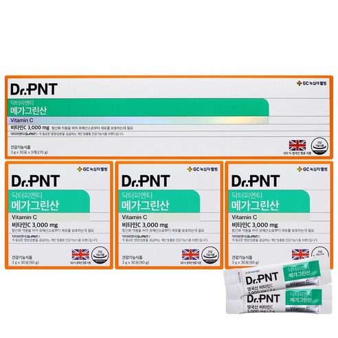 닥터피엔티 메가그린산 고용량 비타민C 3000mg X 30포 3개입, 90g, 3개