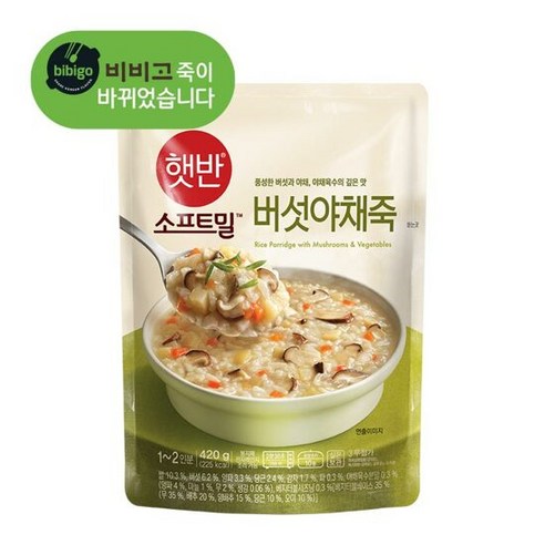 CJ제일제당 CJ 비비고 버섯야채죽 파우치형 450g