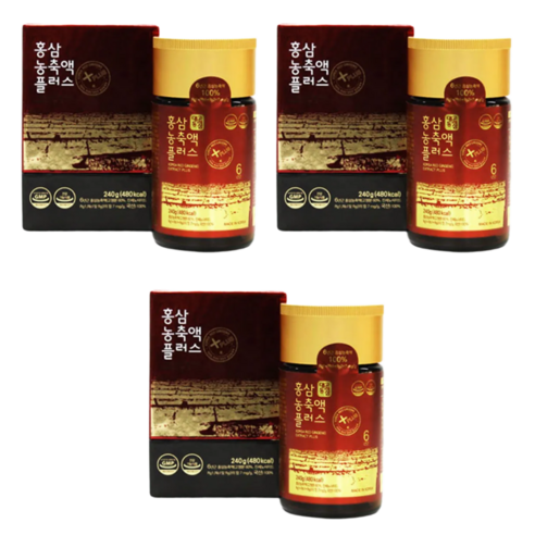 부모님 건강관리 기능성홍삼 홍삼농축액플러스 6년근 7mg 240g, 3개, 240g