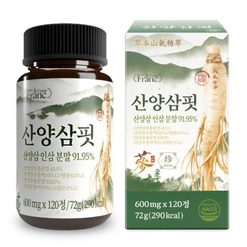 [정품] 산양삼 핏 산양삼 인삼 분말 91.95%, 1개, 120정