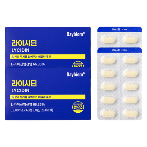 데이바이옴 라이시딘 L 라이신 아연 베타글루칸 프로폴리스 헤스피리딘 LYSINE 엘리신, 2개, 60정