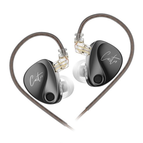 Keephifi KZ Castor HIFI 유선 인이어 이어폰 IEM,조절식 음악 이어폰, 블랙