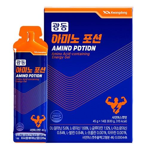 광동 아미노포션 에너지젤 BCAA 아미노산 14포 제로슈가, 1개, 630g