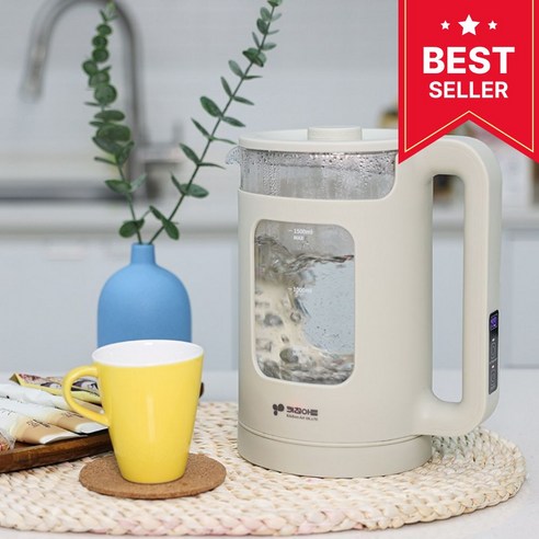 키친아트 1.5L 내열강화유리 유리포트 투명창 보온기능 전기포트 KAEP-W156, 단일상품