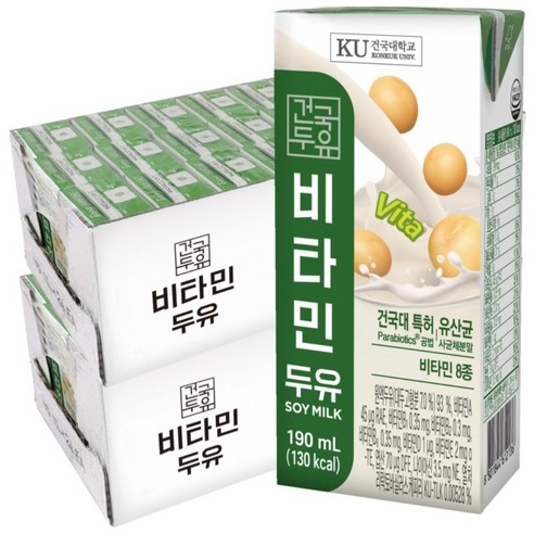 건국유업 비타민두유 190ml 48팩(24팩 2박스), 190ml, 48개