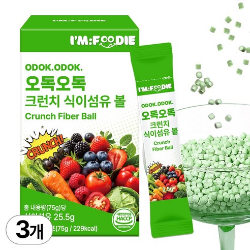 아임푸디 오독오독 크런치 식이섬유 볼 야채 샐러드 샤인머스켓맛, 75g, 3개