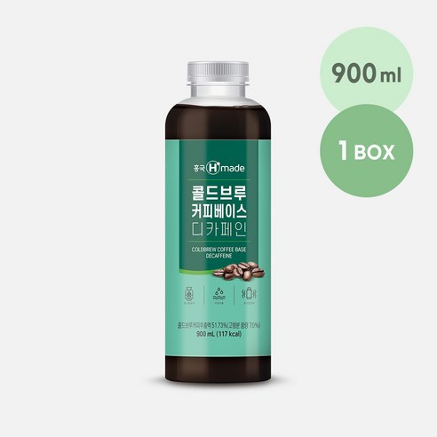 흥국 콜드브루 커피베이스 디카페인 900mL 6개