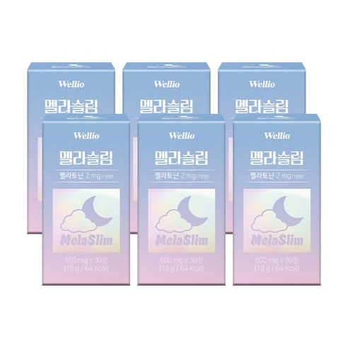웰리오 멜라슬림 식물성 타트체리 멜라토닌 6개월분, 6박스, 30정
