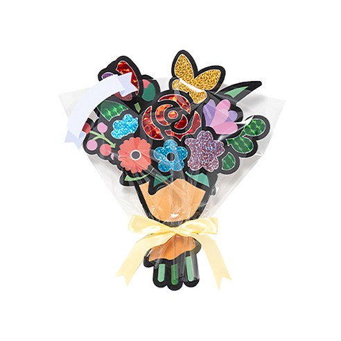 [오피스스쿨] 민화 KC인증 포일아트 꽃 만들기 (2종택1) 꽃다발만들기 생일선물 졸업식 꽃선물 초등미술놀이키트, 1개, 민화 포일아트 꽃 만들기 (꽃다발)