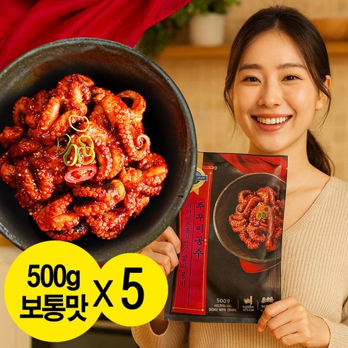 쭈꾸미공주500g5팩 보통맛 유통과정축소 실속과품격을담은 양념쭈꾸미볶음 쭈꾸미밀키트 저녁반찬, 5개, 500g