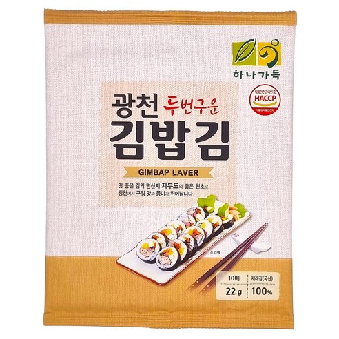[농협] 하나가득 광천 두번구운 김밥김(10매), 1개, 22g