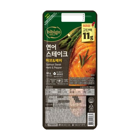 CJ 비비고 연어 스테이크, 60g, 1개