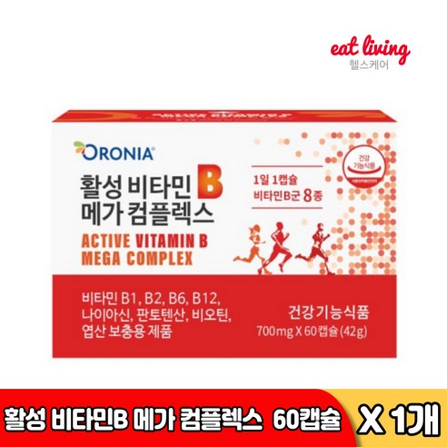 캐나다 오로니아 고함량 활성 비타민B 메가컴플렉스 비타민비, 1개, 60정