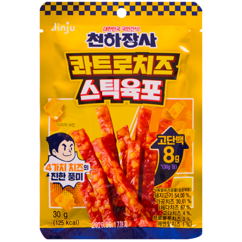 천하장사 콰트로치즈 스틱육포, 30g, 5개