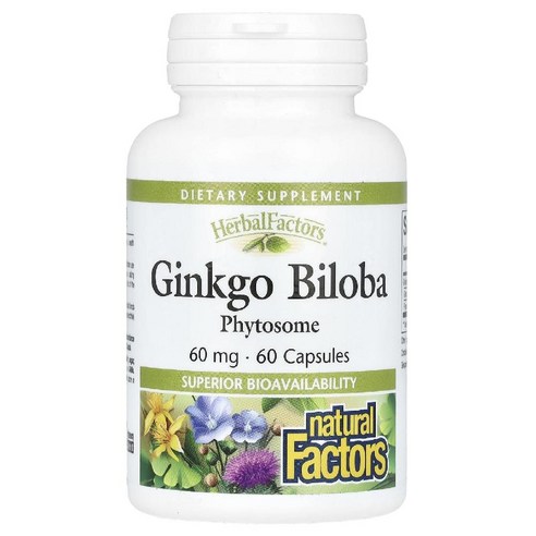 내추럴 팩터스 은행 파이토솜 징코 플라본 글리코시드 테르펜 60mg 60정 1개