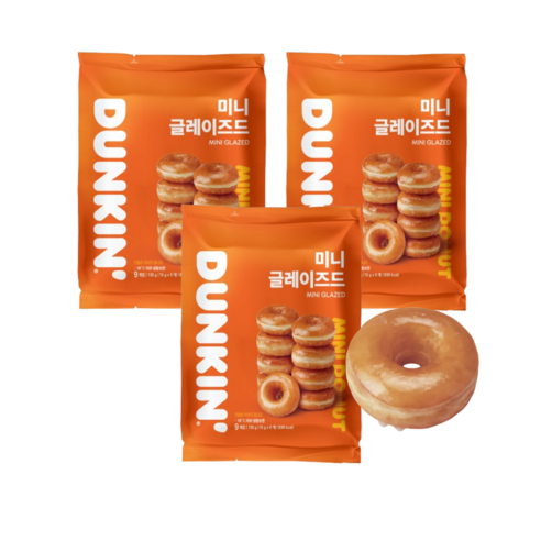 던킨 미니 글레이즈드 도넛 15g 9개입 x 3봉, 9개, 15g
