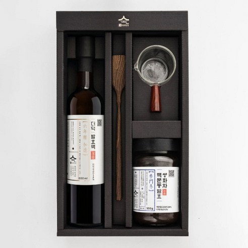 [선물세트 8호] 더덕 발효액+맥문동더덕 발효 쌍화차+유리컵+우드스푼