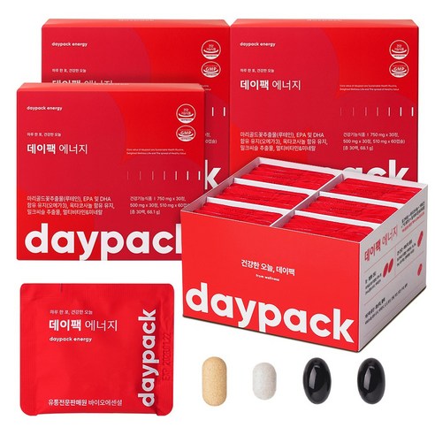 데이팩 에너지 밀크씨슬+옥타코사놀+루테인+오메가3+17종 멀티비타민, 3개, 30회분