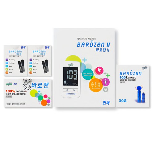 바로잰 혈당 시험지 100매 +바로젠 2 측정기+채혈침100매+알콜솜100매, 1개, 1세