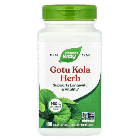 네이쳐스웨이 고투 콜라 허브, 475 mg, 180 비건 캡슐 Gotu Kola Herb 지상부