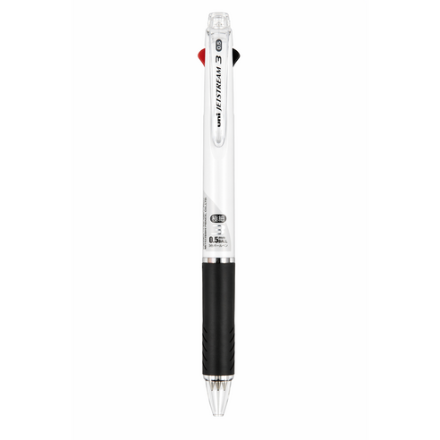 유니 제트스트림 집게클립 3색 볼펜 0.5mm SXE3-404-05, 화이트, 1개
