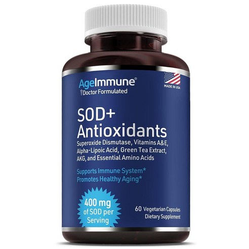 SOD+ 슈퍼옥사이드 디스뮤타제 400mg 알파 리포산 L아르기닌 라이신 AKG 비타민 60 캡슐