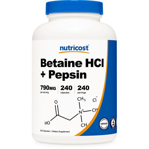 Nutricost Betaine HCl + Pepsin 240 Capsules NCS-67916, 240정, 1개