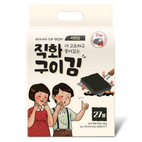 [재구매1위] 뜨아 숯불향가득 직화구이김 김선물세트 5g 27개입, 135g, 2세트