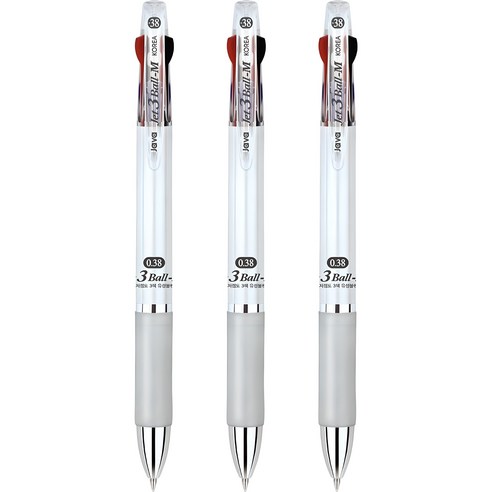자바펜 제트3볼M 유성볼펜 0.38mm, 화이트, 3개
