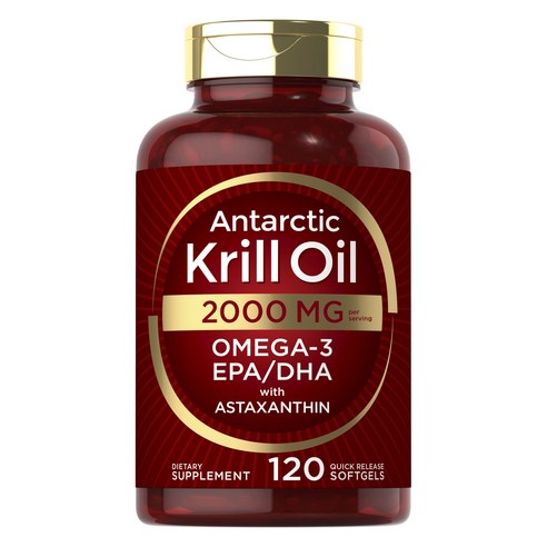 남극 크릴 오일 2000mg | 오메가-3 EPA DHA 아스타잔틴 함유 미국산 GMO 없음, 120정, 2개, 2개, 120정