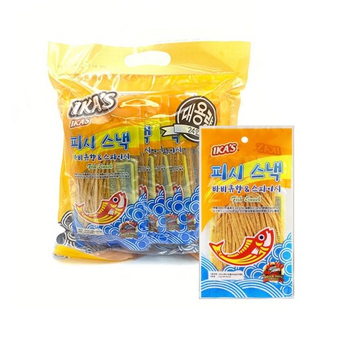 피시스낵 바비큐향 스파이시 13g 24개 어포채 쥐포 어포 맥주 마른 안주 간식 피쉬스낵