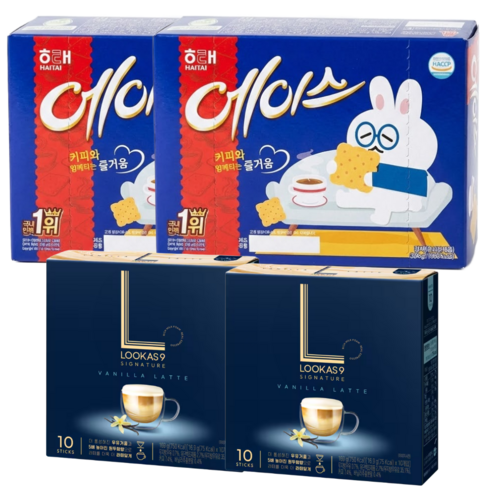 해태 에이스 커피과자 + 루카스나인 라떼스틱 10T, 2세트, 에이스364g+바닐라라떼10T
