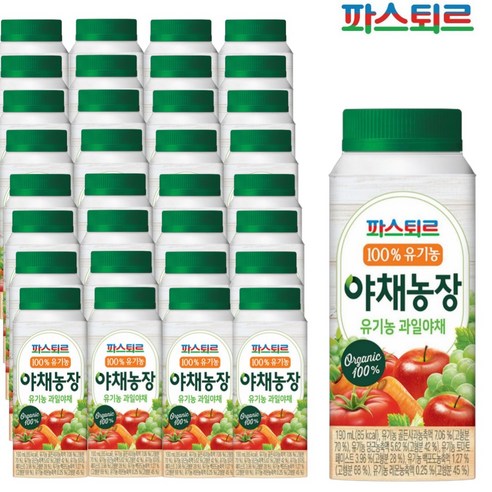 파스퇴르 파스퇴르 100%유기농 야채농장 과일야채 190ml(32팩)
