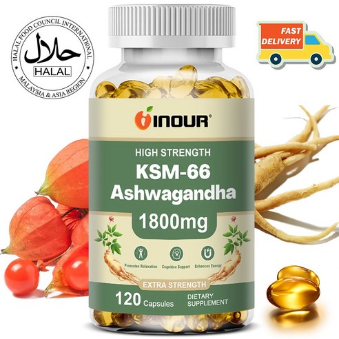 KSM-66 아슈와간다 1800mg 고함량 스트레스 케어 수면 영양제, 3개, 120정