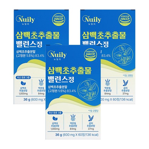 국산 삼백초 추출물 삼백초분말 1000mg 맥문동 84mg 곰피추출분말함유 60정 3박스, 3박스, 60정