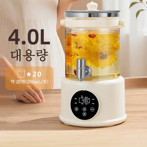Mochae 물끓이는기계 4리터 소형 다기능 전기 티포트 내열유리 자동출수 커피 분유 주전자, 4L