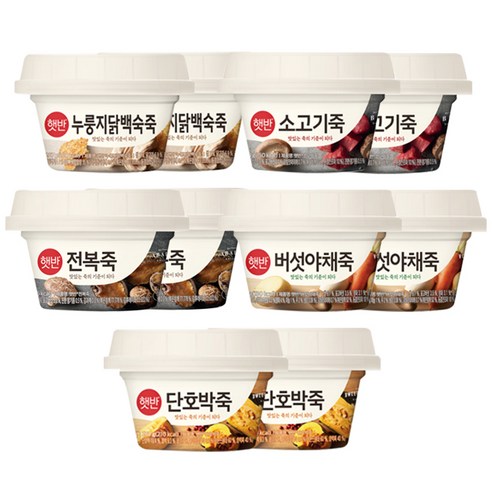 (상온)[비비고]죽267g10종세트/누룽지닭백숙2 전복2 버섯야채2 소고기2 단호박2,