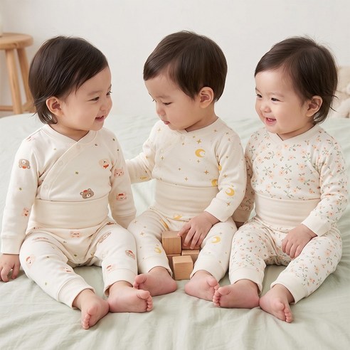 몽실이 쁘띠 앞트임 배앓이방지 실내복 4종