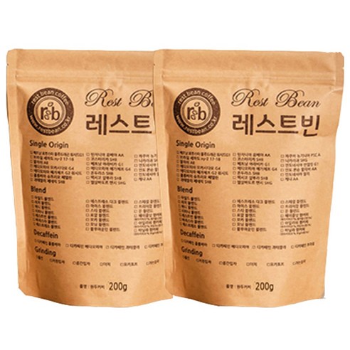 에티오피아 예가체프 G4, 원두콩(홀빈), 200g, 2개