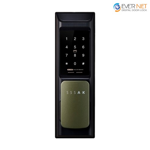 에버넷 무타공 푸시풀 도어락 에버플러스 AK-N102P 현관번호키 (번호+카드)