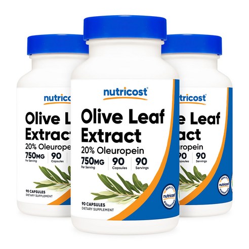 뉴트리코스트 올리브 리프 750mg 올류로핀 20% 90캡슐 3병