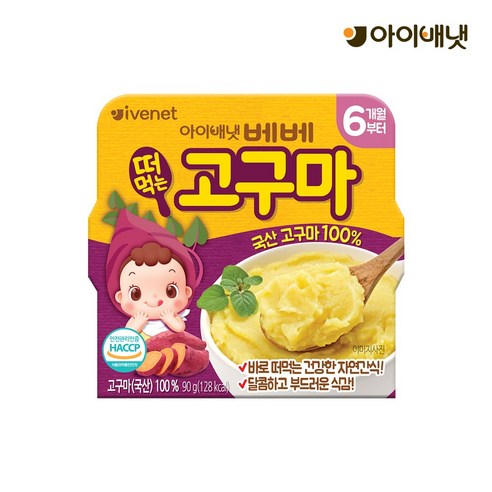아이배냇 떠먹는 4종 고구마 바나나 자색고구마 사과, 군고구마, 90g, 4개