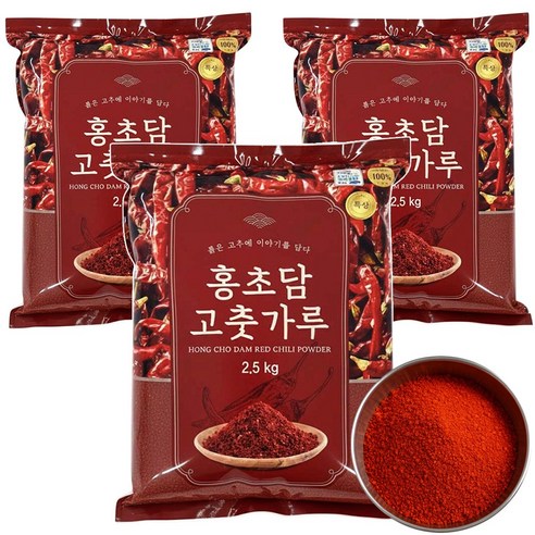 홍초담 프리미엄 고추가루 2.5kg 김치용 대용량 업소용 보통맛, 2.5kg, 3개