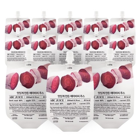 [라티브] 통째로 갈아 만든 과채 ABC 주스, 200ml, 30개