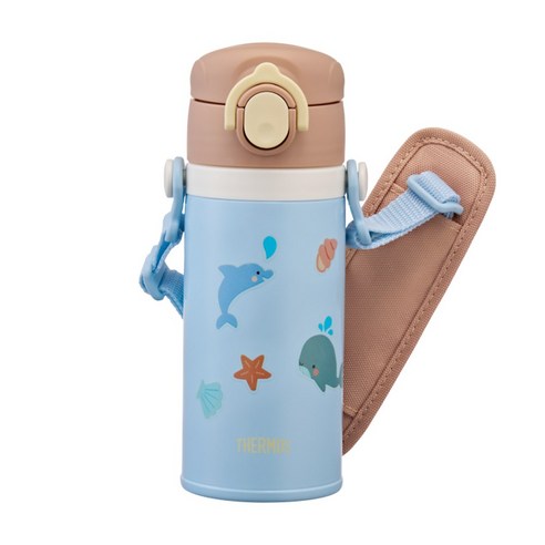 써모스 마이 디자인 보틀 스트랩 원터치 타입 시즌2 350ml JOI-351K, 써모스 JOI-351K-블루 BL