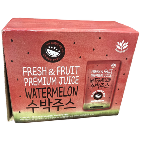 [식자재랜드] 코스트코 BALANCE GROW 밸런스 그로우 수박 주스, 10개, 2.3ml
