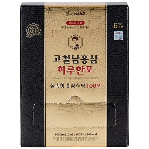 고철남홍삼 짜먹는 전체식 홍삼스틱 하루한포 실속형 100포 x 25박스