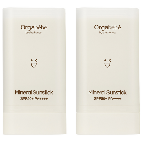 오가베베 무기자차 아기선스틱 SPF50+PA++++ 눈시림없는 유아 선크림, 2개, 20g