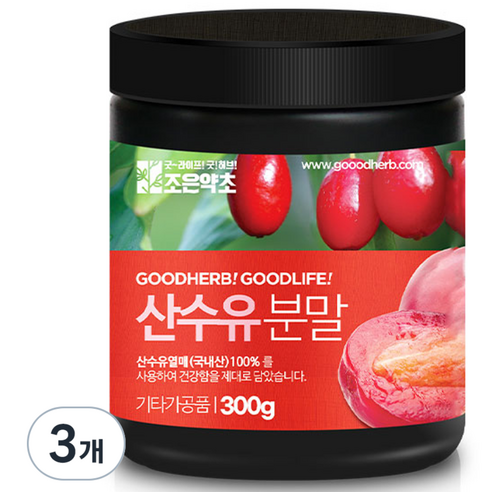 조은약초 프리미엄 산수유 분말, 300g, 3개