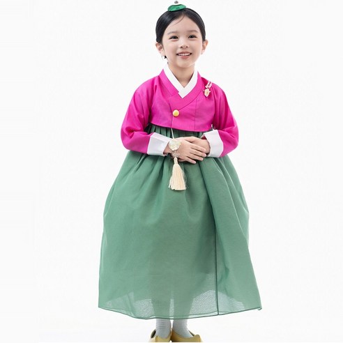 진분홍 초록치마 고급 여아한복 아동 (백일-10호) 돌잔치 아기 어린이 유아 키즈